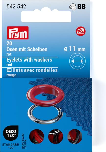 Immagine prodotto Prym Occhielli con dischi MS, colore rosso-argento 11 mm, 20 pezzi.