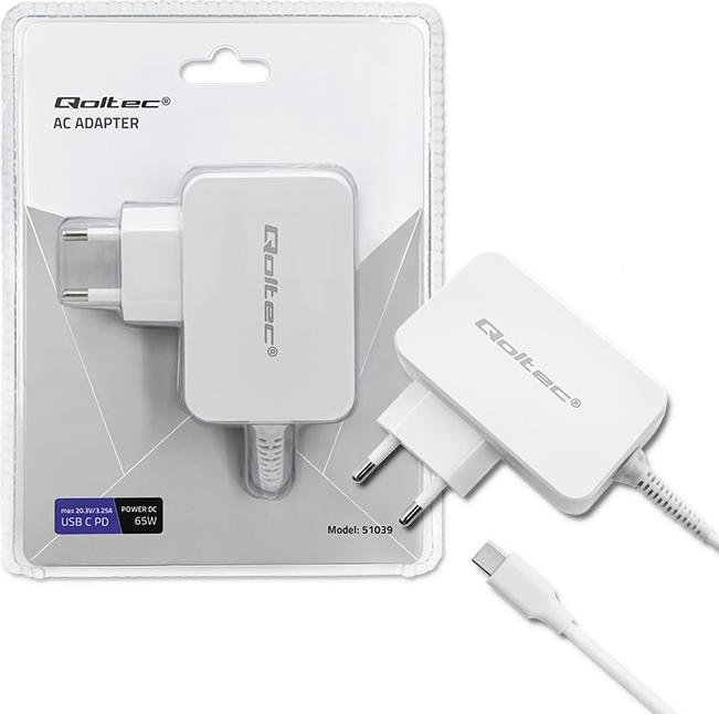 Actual product image Qoltec 51039 Charger 65W 5 20.3V 2 3.25A