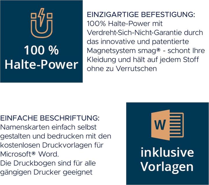 Actual product image Badgepoint POL20MA66-20DR Name badges, 64 x 22 mm, metal-coloured