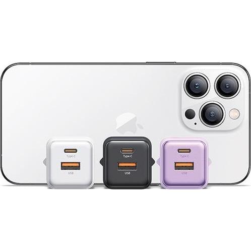 Thumbnail - Usams Ład. siec. 1xUSB+1xUSB-C PD30W 3A (only head) PD3.0 Fast Charging czarny/black X-ron Series CC (30 W), USB Ladeger...