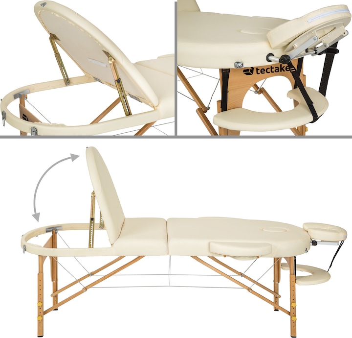 Immagine prodotto tectake Lettino da massaggio Sawsan a 3 zone, con 5 cm di imbottitura, rulli e supporto in legno