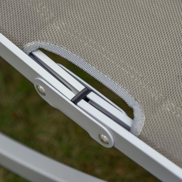 Produktbild Swisshandel24 2er Set Sonnenliege Gartenliegen Stoffliege Relaxliege ergonomisch Aluminium Texteline Hellgrau 165 (165 cm)