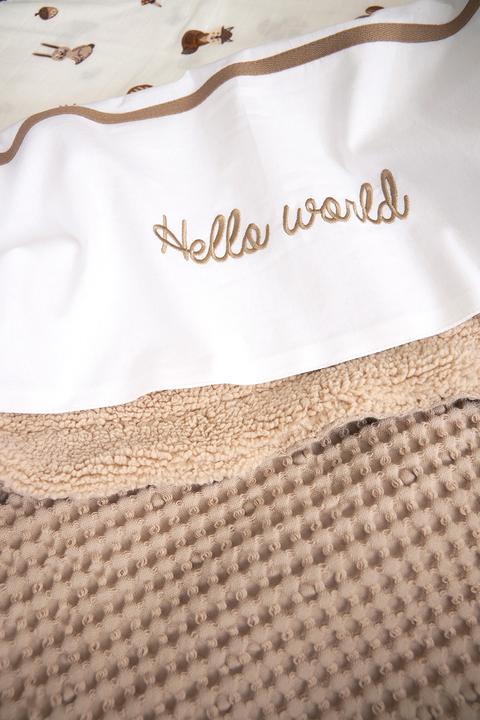 Productafbeelding Meyco Baby Hello World hoeslaken groot - taupe (100 x 150 cm)