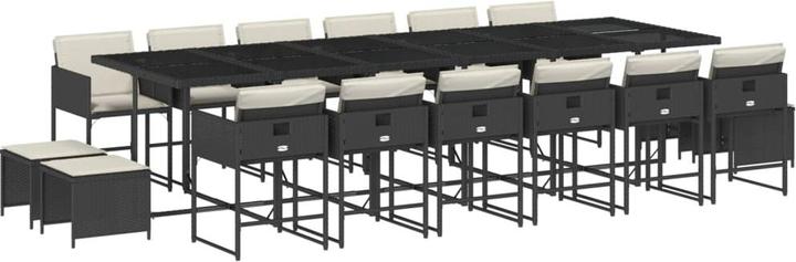 Actual product image vidaXL Garden furniture dining set garden set seating group 17pcs black poly rattan (330 cm)