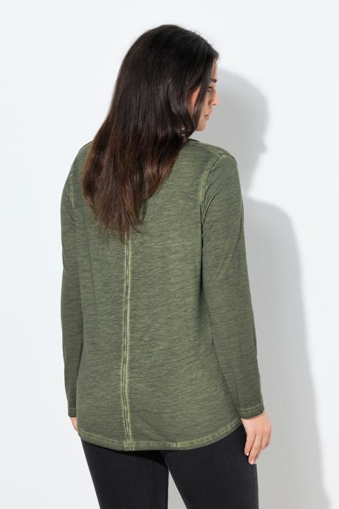 Produktbild Ulla Popken Shirt, Rollkanten, Classic, V-Ausschnitt, Langarm (58)