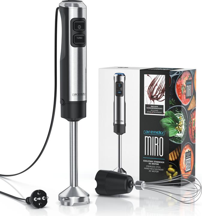 Immagine prodotto Arendo Frullatore a mano con motore a corrente continua, acciaio inossidabile, accessorio per frullare