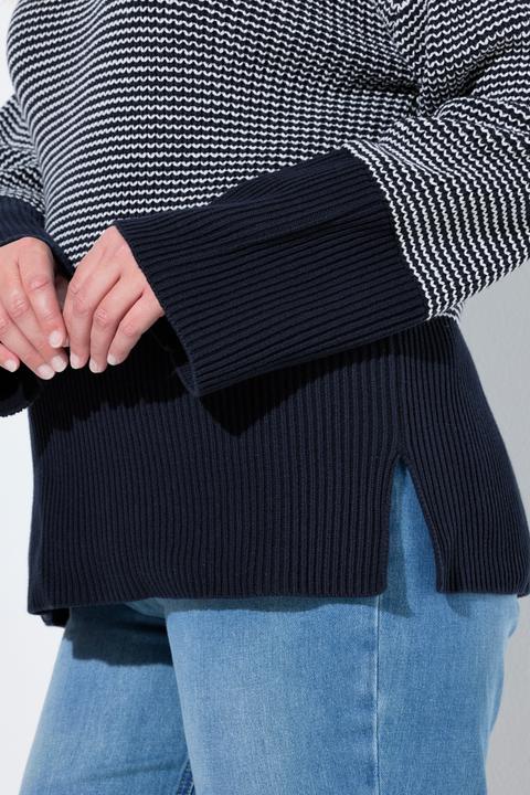 Produktbild Ulla Popken Pullover, Ringel, Rundhals, Langarm (46, 48)