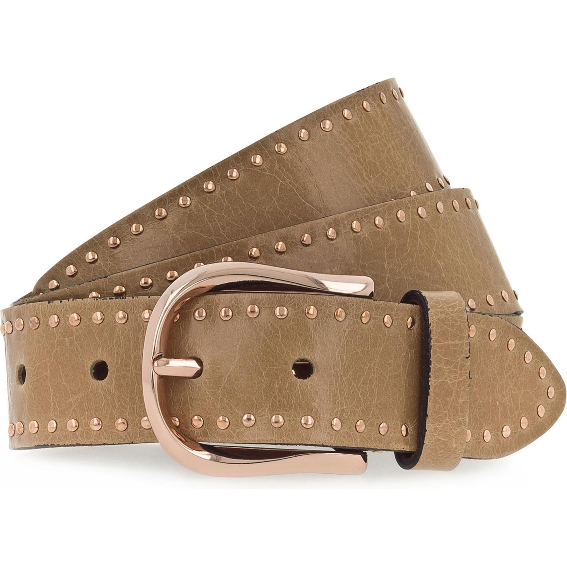 B.Belt, Damen, Gürtel, Nietengürtel Leder, Beige, (75)