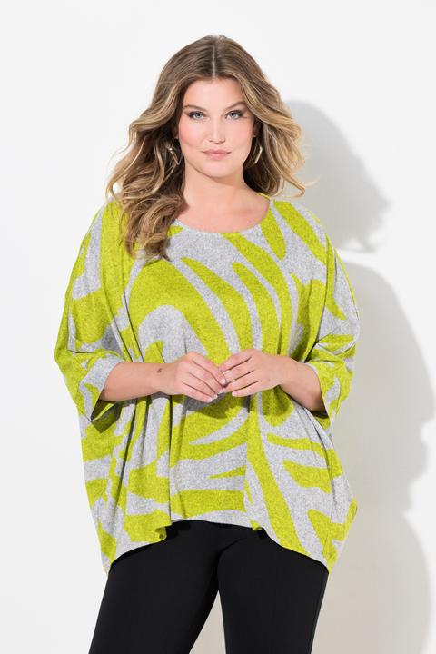 Actual product image Miamoda Damen grosse Grössen Pullover, oversized, Zebramuster, 3/4-Ärmel limette 42+ 836919402-42+ (42, 44)