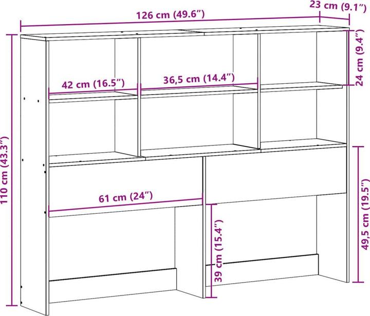 Image du produit vidaXL Kopfteil (126 x 23 x 110 cm)