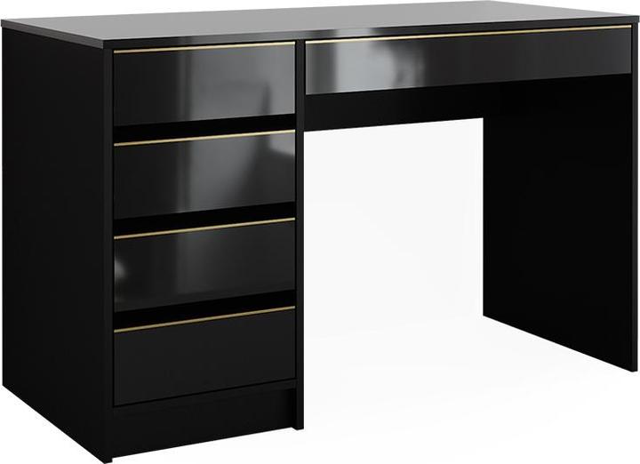 Actual product image Vicco Desk Sherry, Black high gloss/Gold, 55 x 120 cm with drawers (120 x 55 x 75 cm)