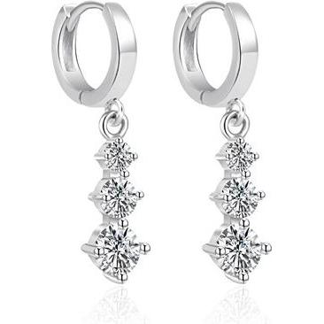 Agato, Ohrringe, - Silver hoop earrings with clear zircons AGT-E069KW