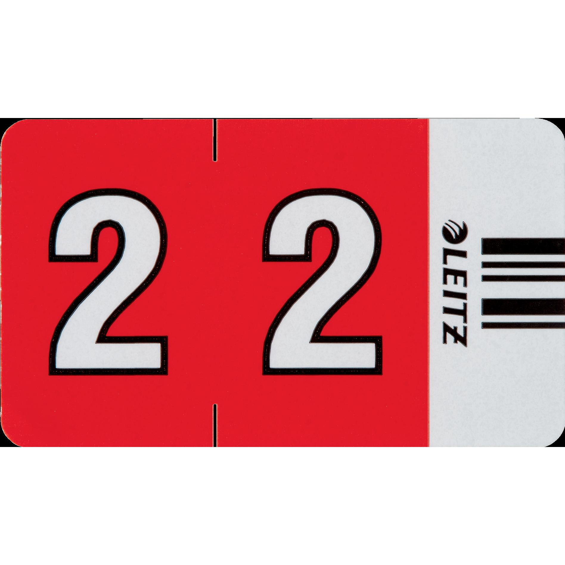 Leitz, Ordner Zubehör, Ziffernsignal Orgacolor "2", auf Streifen, rot Masse: (B)30 x (H)23 mm, auf Trägerbandstreifen