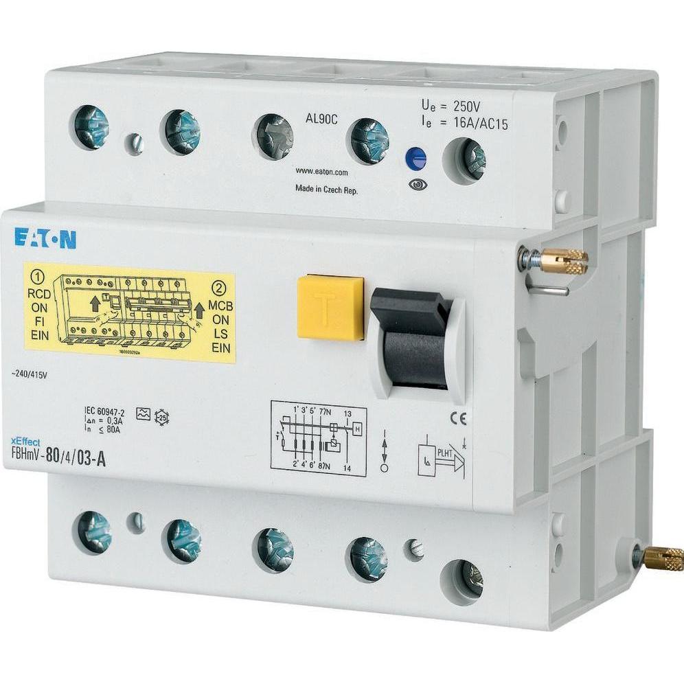 Eaton, Schutzschalter, FI-Auslöseblock für AZ, 80A, 4p, 300mA, Typ A 170131