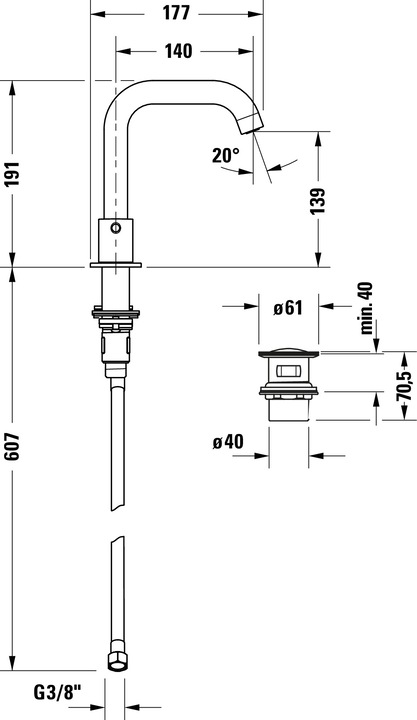 Valori nutrizionali e ingredienti Duravit Circle Miscelatore per lavabo a 3 fori, sporgenza 140 mm, con scarico a scomparsa, cromo, CE