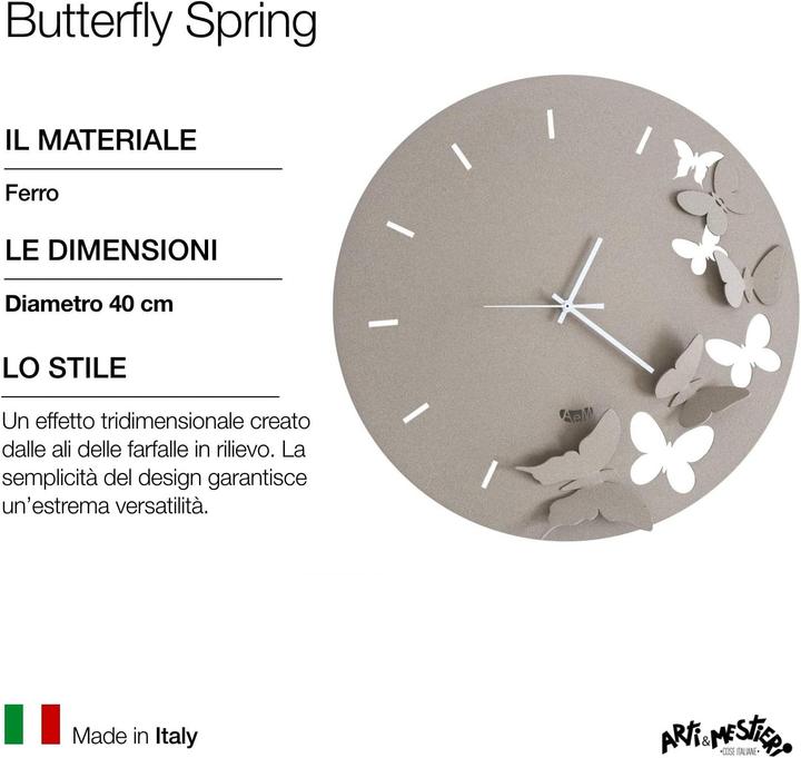 Produktbild Arti & Mestieri Frühlingswanduhr mit Schmetterling