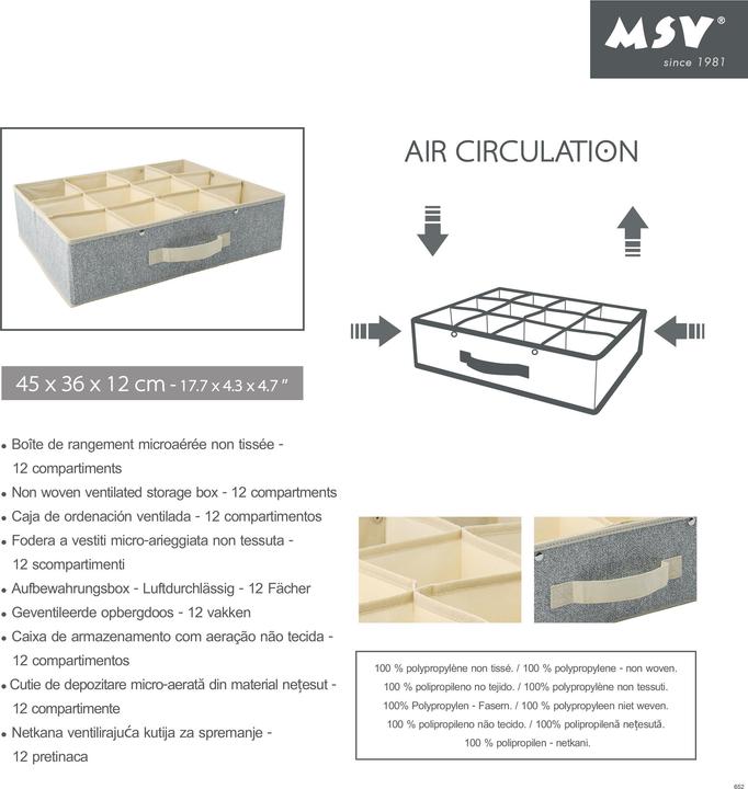 Actual product image MSV Boîte De Rangement Microaérée Non-Tissée 12 Compar