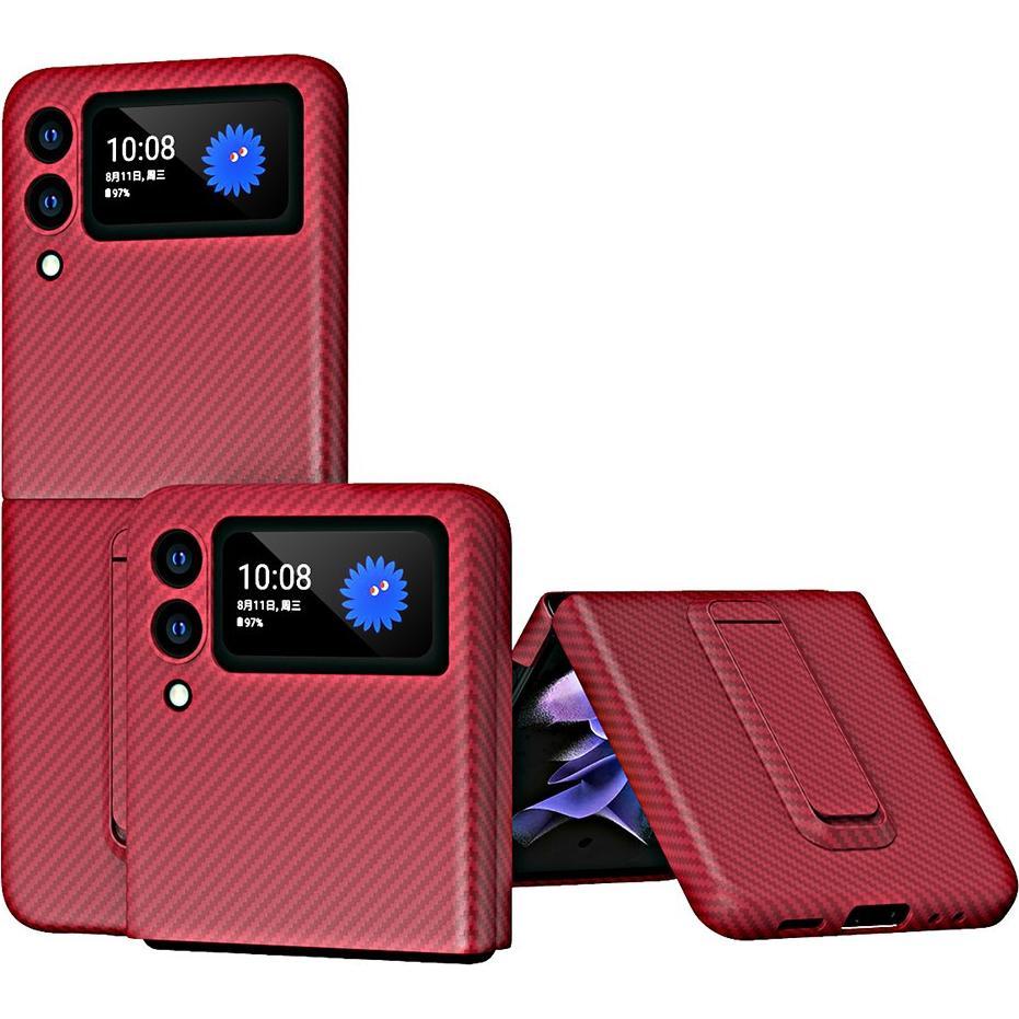 Cover-Discount Galaxy Z Flip 3 5G - Carbon Look Schutzhülle rot (Samsung Galaxy Z), Smartphone Hülle, Rot