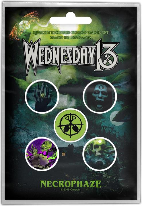 Actual product image Wednesday 13 Necrophaze Badge (Pack Of 5)