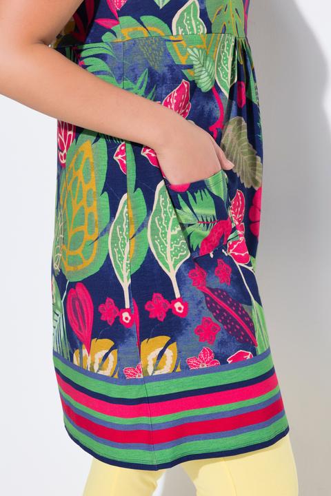 Produktbild Ulla Popken Jerseykleid, bedruckt, A-Linie, Rundhals, ärmellos (50, 52)