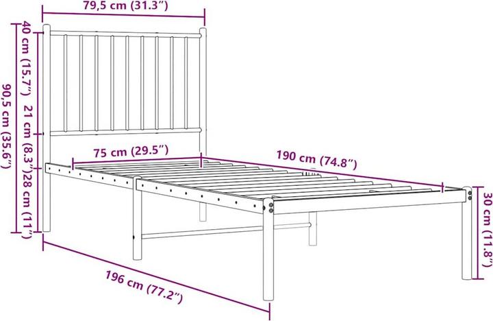 Image du produit vidaXL Bettgestell (75 x 190 cm)