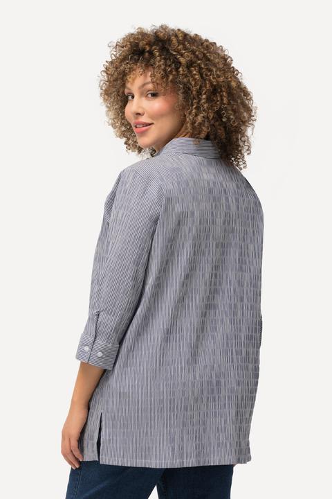Produktbild Ulla Popken Bubble-Bluse, Streifen, Hemdkragen, 3/4-Arm (50, 52)