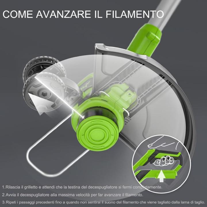 Produktbild Greenworks Akku-Grastrimmer mit Rad für kleine bis mittlere Gärten, automatischer Fadenvorschub (Trimmfaden)