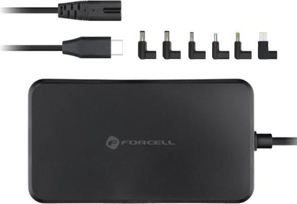 Image du produit Forcell Adapter F-ENERGY E856 uniwersal laptop charger 90W (6 adaptors) - czarny (90 W)