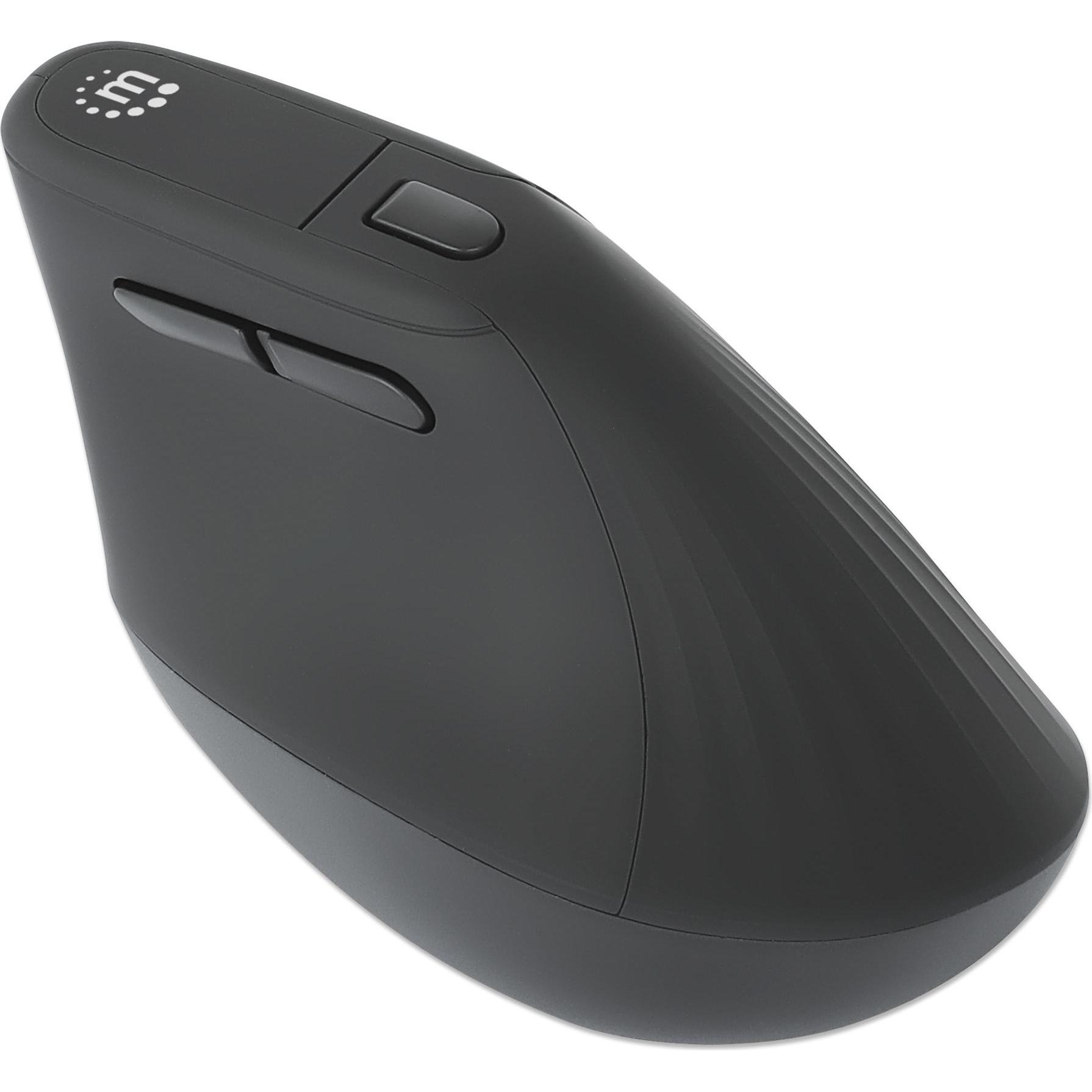 Thumbnail - Manhattan Vertikale Ergonomische Kabellose USB-Maus (Kabellos), Maus, Schwarz