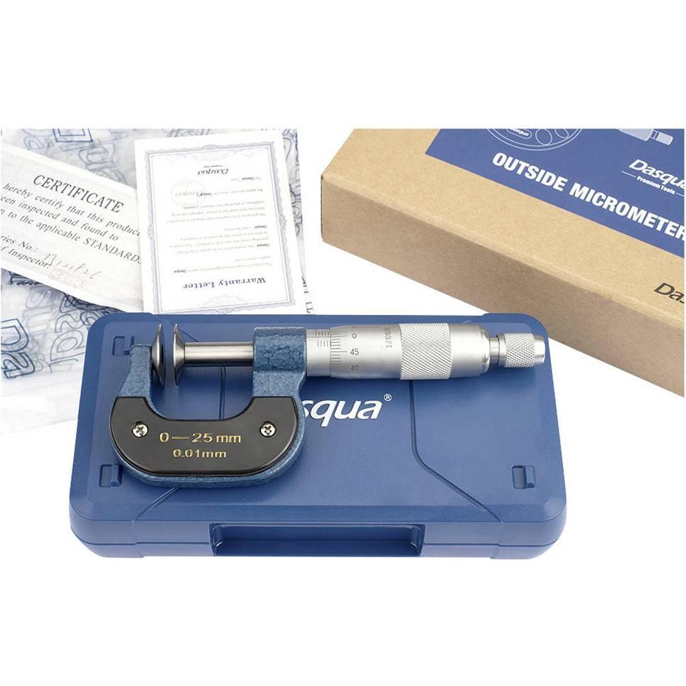 Thumbnail - Dasqua, Längenmesswerkzeug, 4111-8102 Scheibenmikrometer mit Kontrollmass 0 - 25 mm DIN 863 (mm)