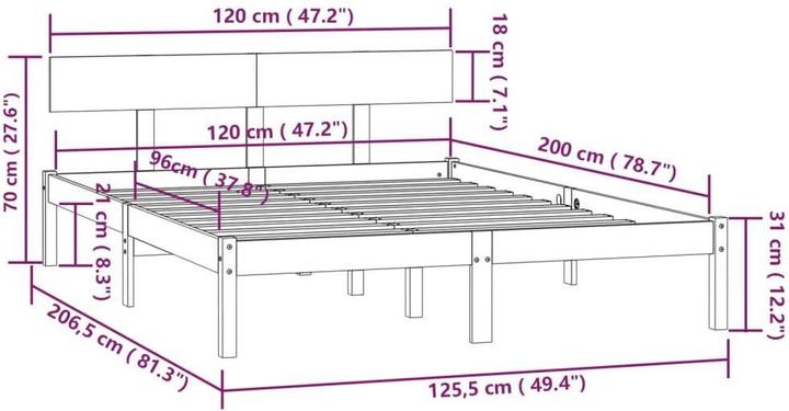 Image du produit vidaXL Bettrahmen (120 x 200 cm)