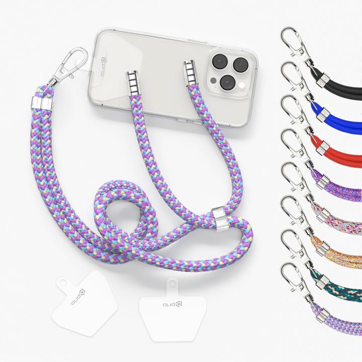 Actual product image prio Universal mobile phone lanyard 0.7 m purple+blue+yellow