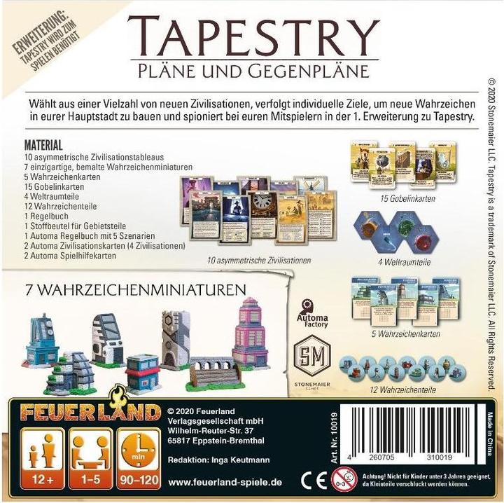 Actual product image Feuerland FEU31001 - Plans and counter plans: Tapestry, 1-5 players, ages 12+ (extension, DE edition) (German)