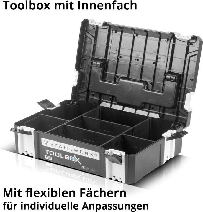 Actual product image Stahlwerk Toolbox with inner compartment size S 443 x 310 x 128 mm stackable system box (1 Piece)