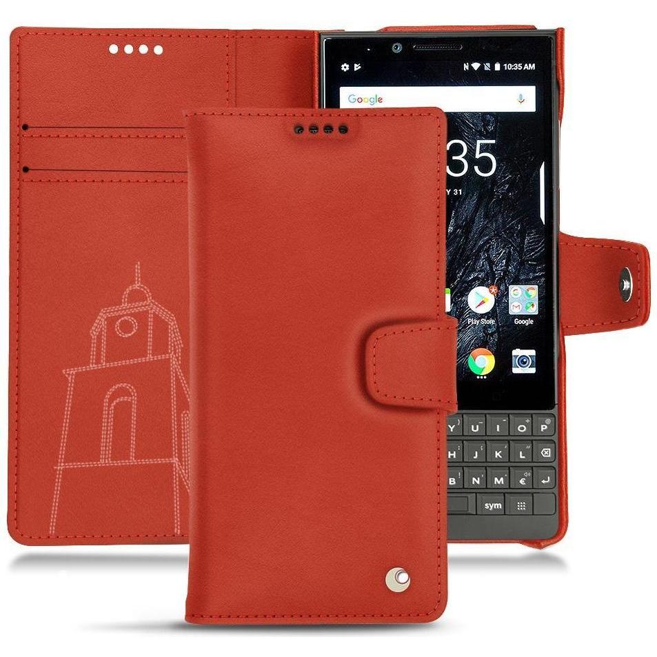 Noreve Lederschutzhülle Wallet (Blackberry KEY2), Smartphone Hülle, Orange