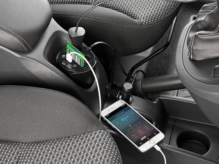 Actual product image Auvisio Car charger with FM transmitter, hands-free speaker and MP3 player