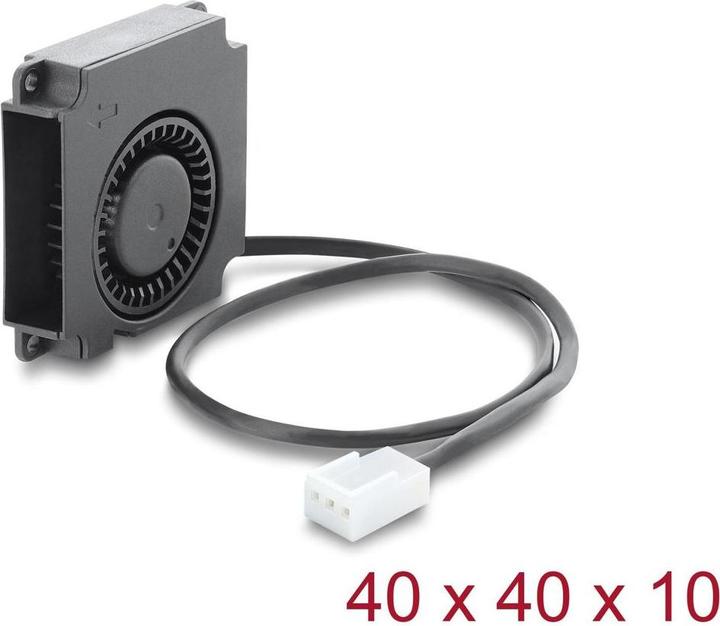 Produktbild Delock Radiallüfter / Lüftergebläse 12 V DC 40 x 40 x 10 mm mit 3-Pin Lüfteranschluss, schwarz (40 mm)