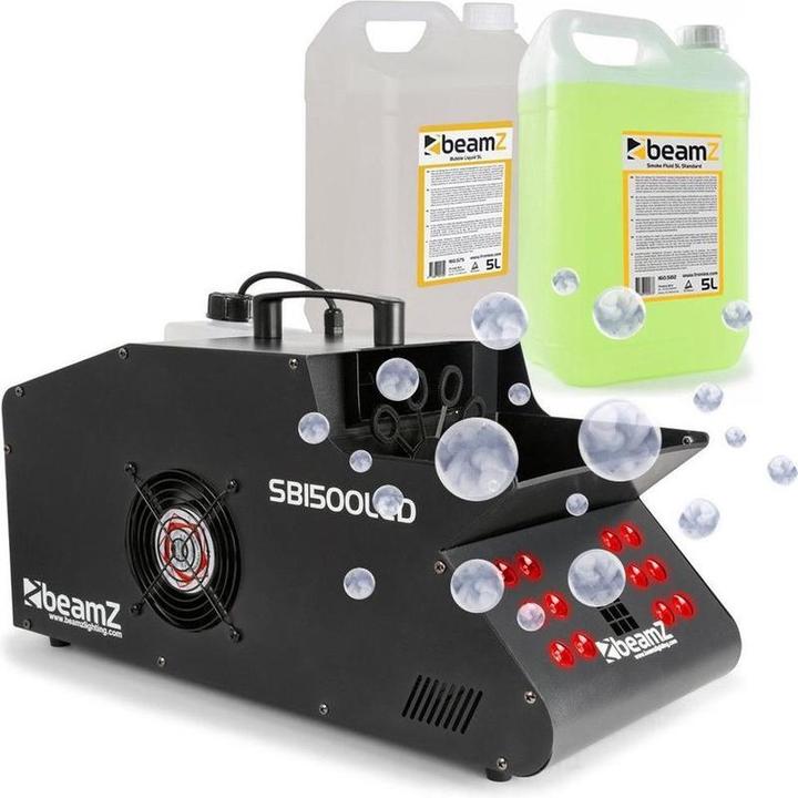 BeamZ Rauchmaschine & Blasenblasmaschine - SB1500led inkl. 5 Liter Rauchflüssigkeit und 5 Liter Blas