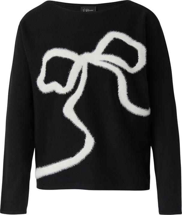 Produktbild s.Oliver Strickpullover Feinstrickpullover mit U-Boot-Ausschnitt und Schleifen-Intarsie vorne (40)