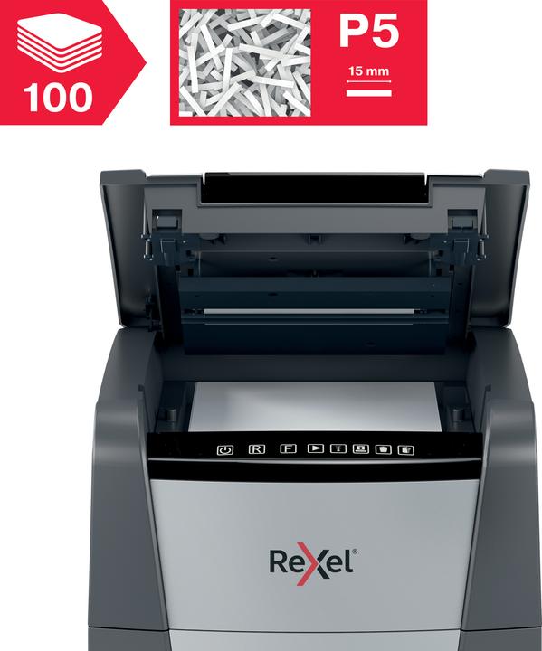 Immagine prodotto Rexel Optimum AutoFeed+ 100M Shredder micro cut 2 x 15 mm 34 l Numero di fogli (max.): 100 Secure (Microtaglio)