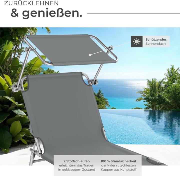 Immagine prodotto tectake lettino prendisole, regolabile in 4 posizioni (190 cm)