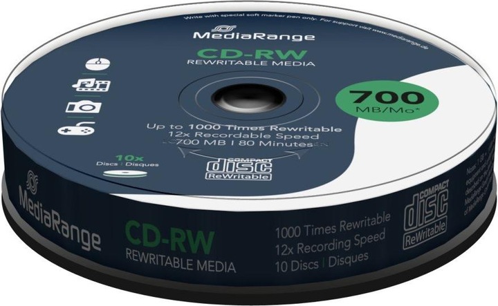 Actual product image MediaRange CD-RW 12x 700MB/80Min, 10 sp. (10 x)