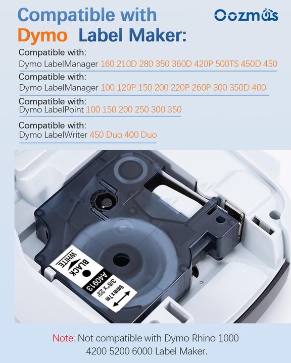 Produktbild Oozmas 5er-Set Etikettenband für Beschriftungsgeräte (Weiss)