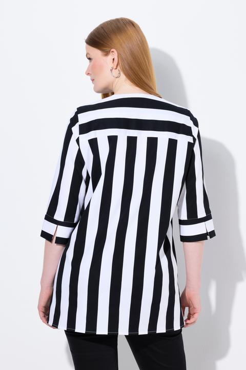 Produktbild Ulla Popken Bluse, Längsstreifen, A-Linie, V-Ausschnitt, 3/4-Arm (50, 52)