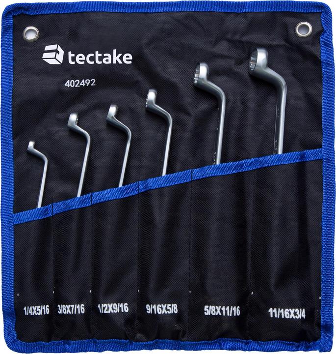 Actual product image tectake Ring spanner set 6 pcs. (5/16", 3/8", 7/16", 9/32", 1/4", 11/16")