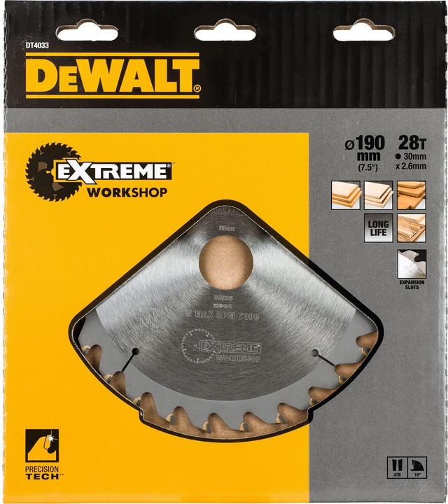 Productafbeelding DeWalt Cirkelzaagblad Handcirkelzaag 190/30 mm 28WZ DT4033-QZ