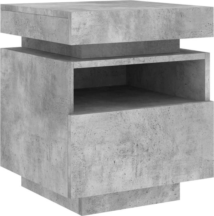 Produktbild vidaXL Nachttische mit LED-Leuchten 2 Stk. Betongrau 40x39x48,5