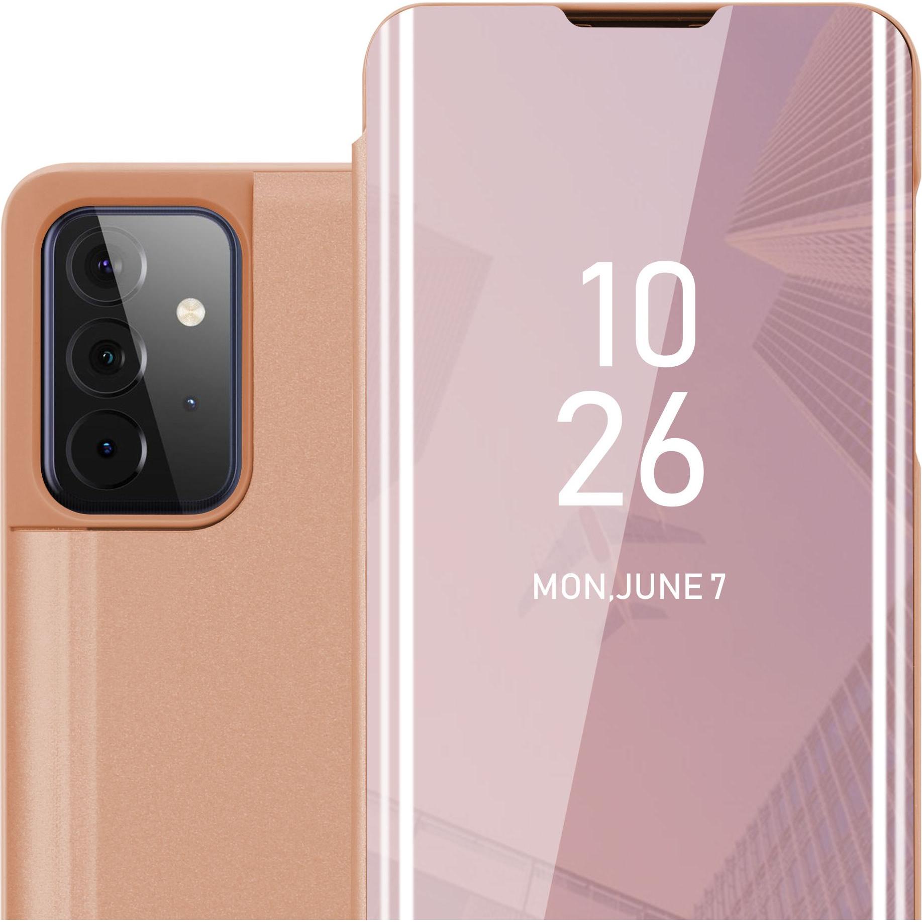 Cadorabo Book Smart View Spiegel Cover (Samsung Galaxy A72 5G), Smartphone Hülle, Pink
