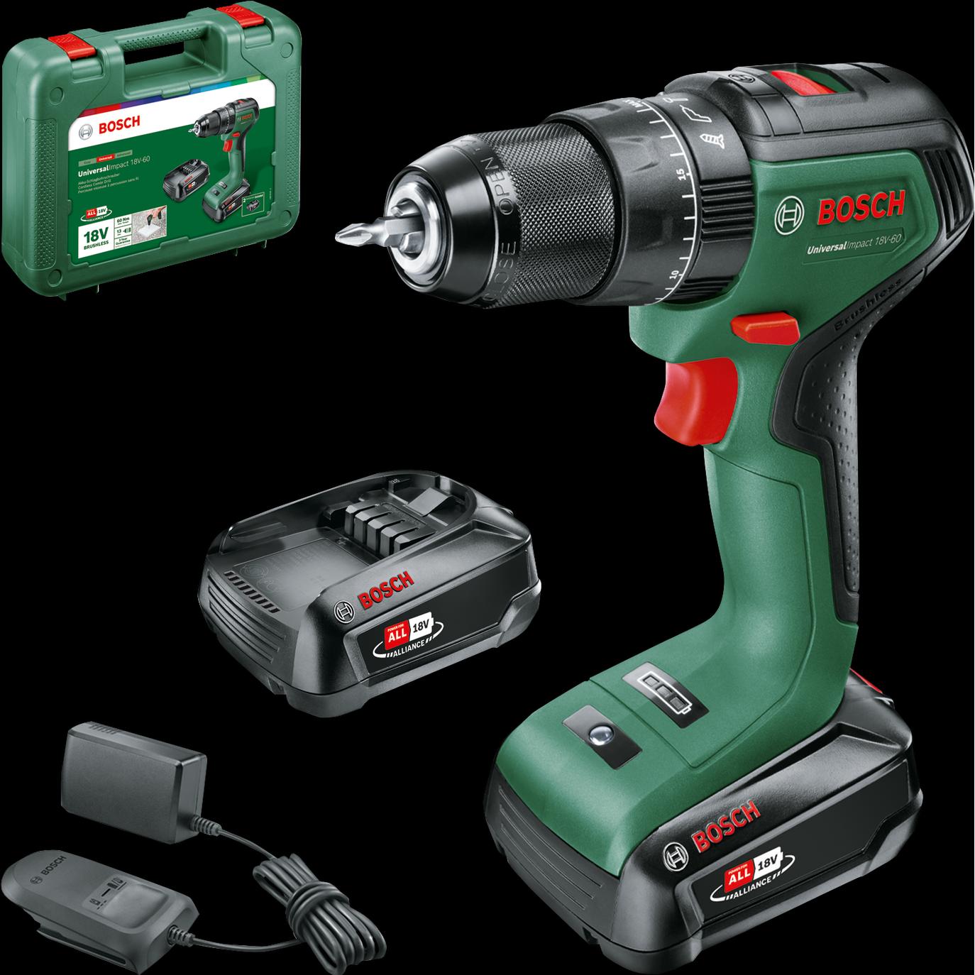 Bosch Home & Garden, Bohrmaschine + Akkuschrauber, UniversalImpact 18V-60 (Akkubetrieb)