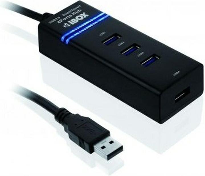 Actual product image iBox IUH3FB Interface Hub 5000 Mbit/s Black (USB-C, 4 Ports)